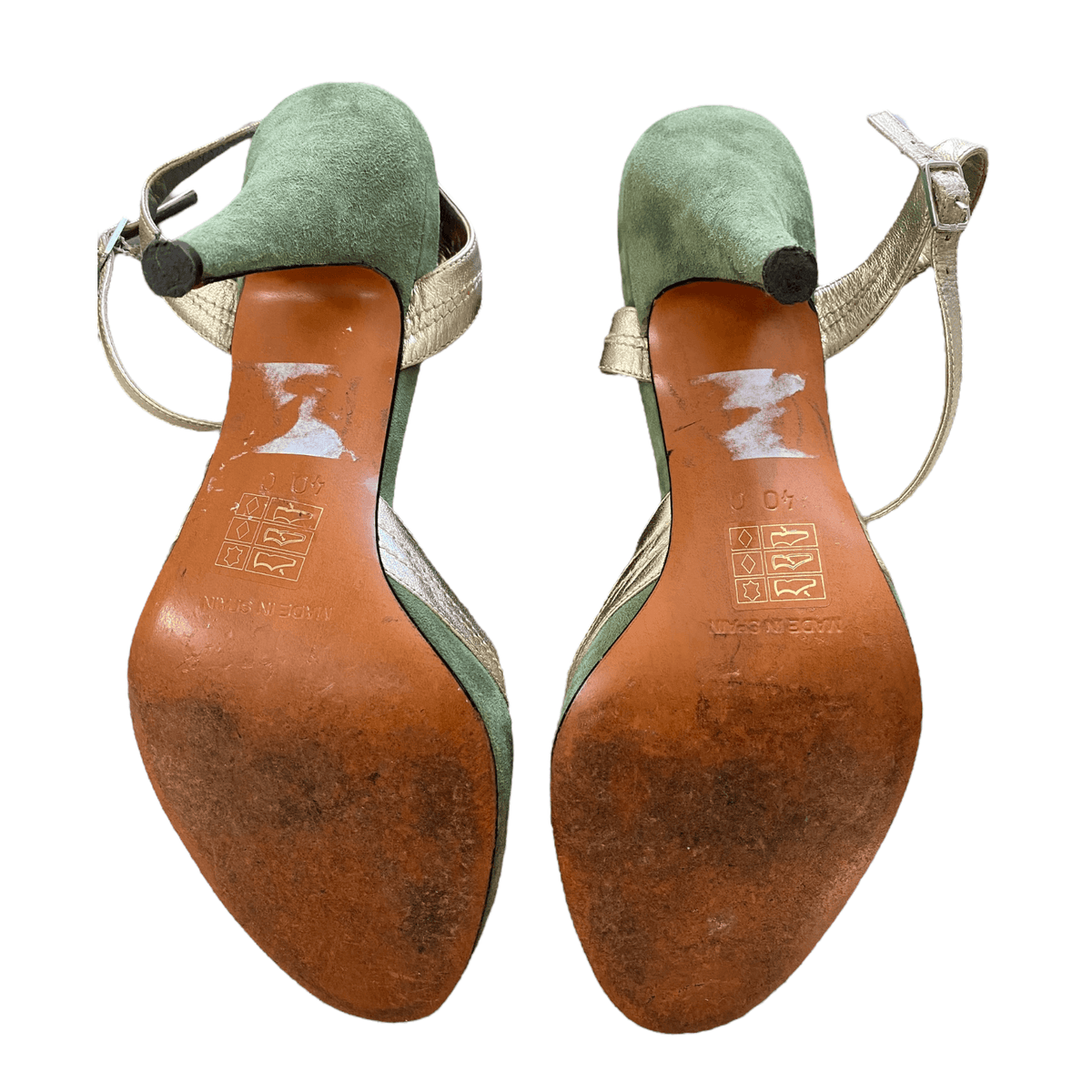 Topshop Suede Peep Toe Shoes Green UK 4 - Ava & Iva