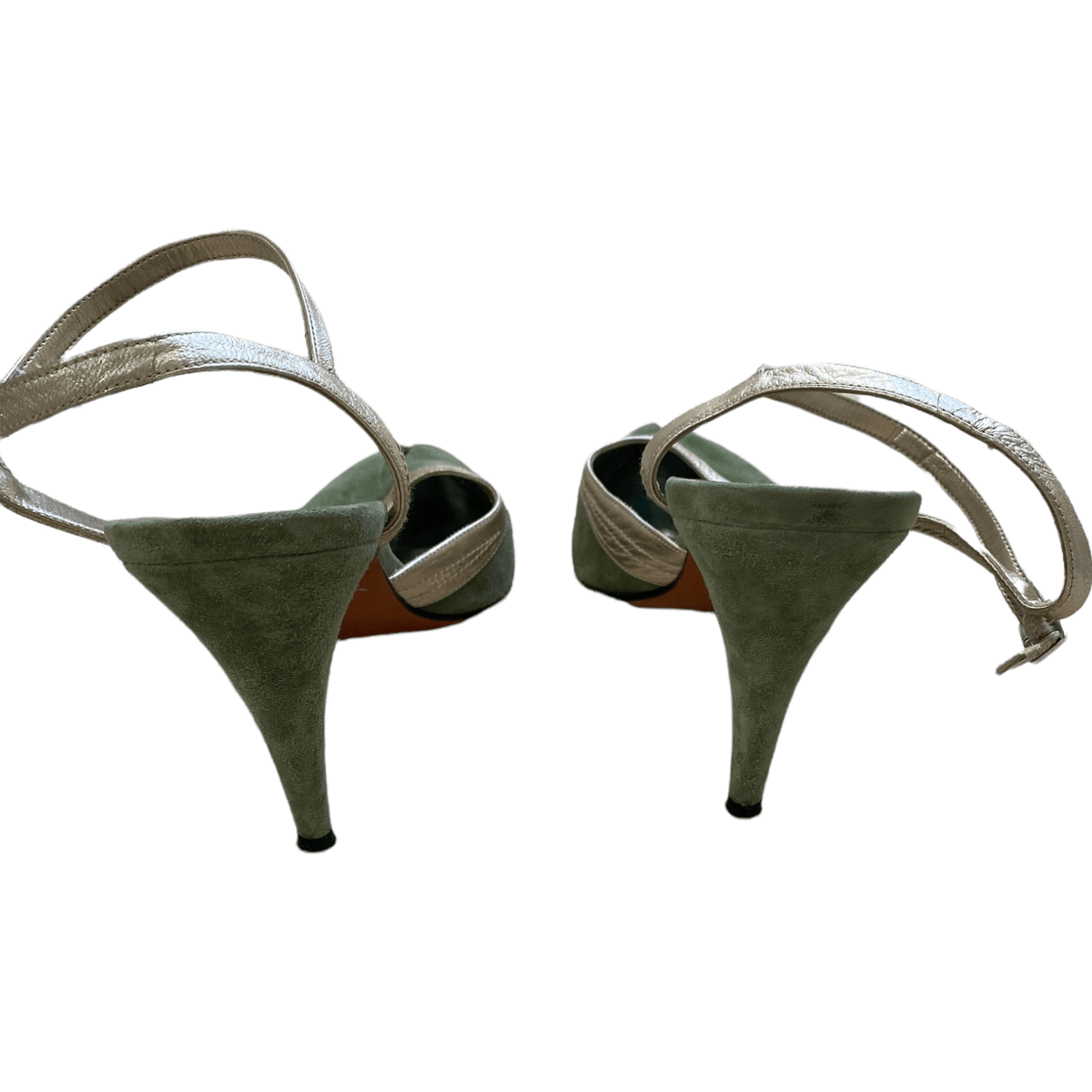 Topshop Suede Peep Toe Shoes Green UK 4 - Ava & Iva