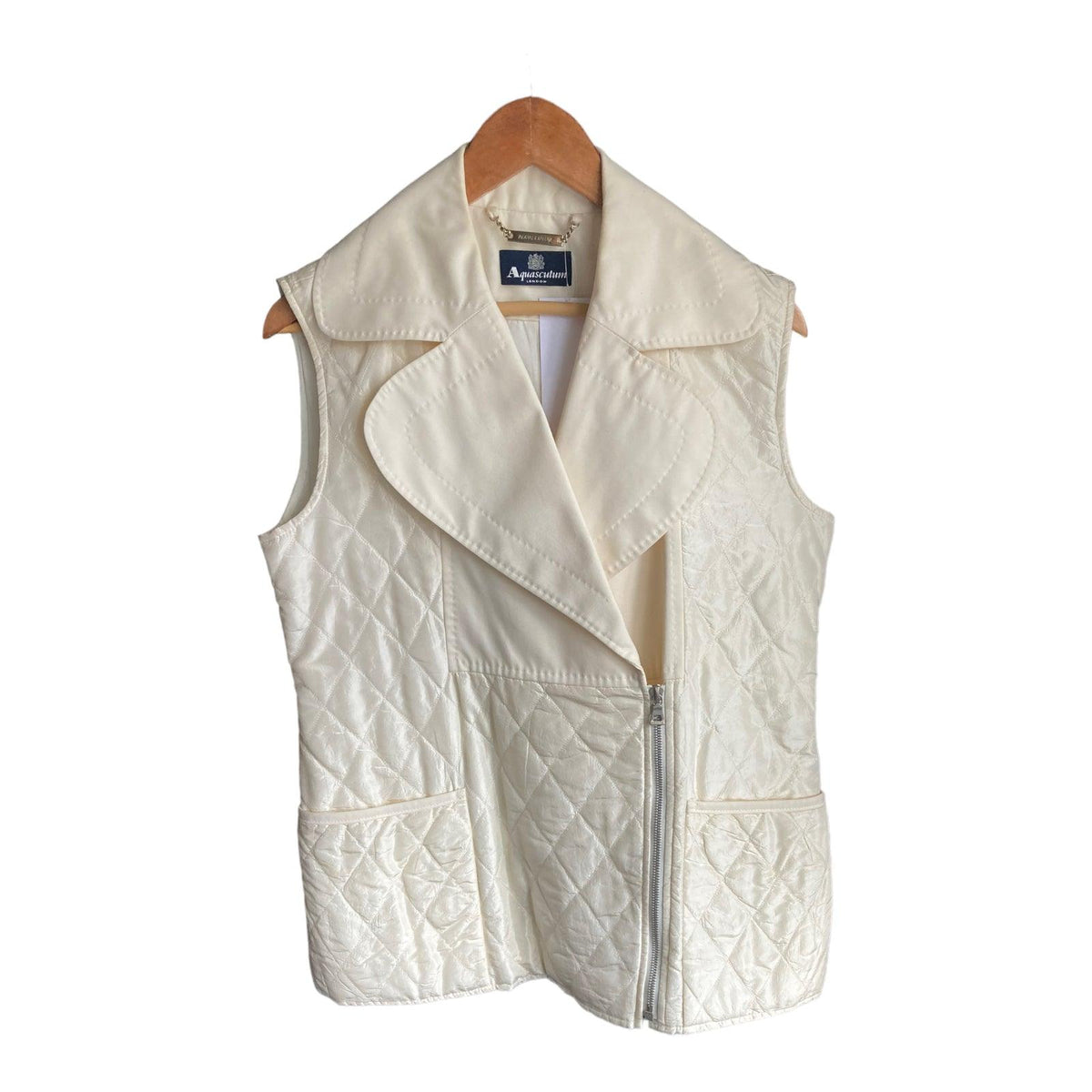 Aquascutum Silk Cream Gilet Style Jacket UK Size Medium - Ava & Iva