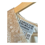 Caroline Charles London Cream Lace Overlay 3/4 Sleeve Long Line Dress UK Size 10 - Ava & Iva