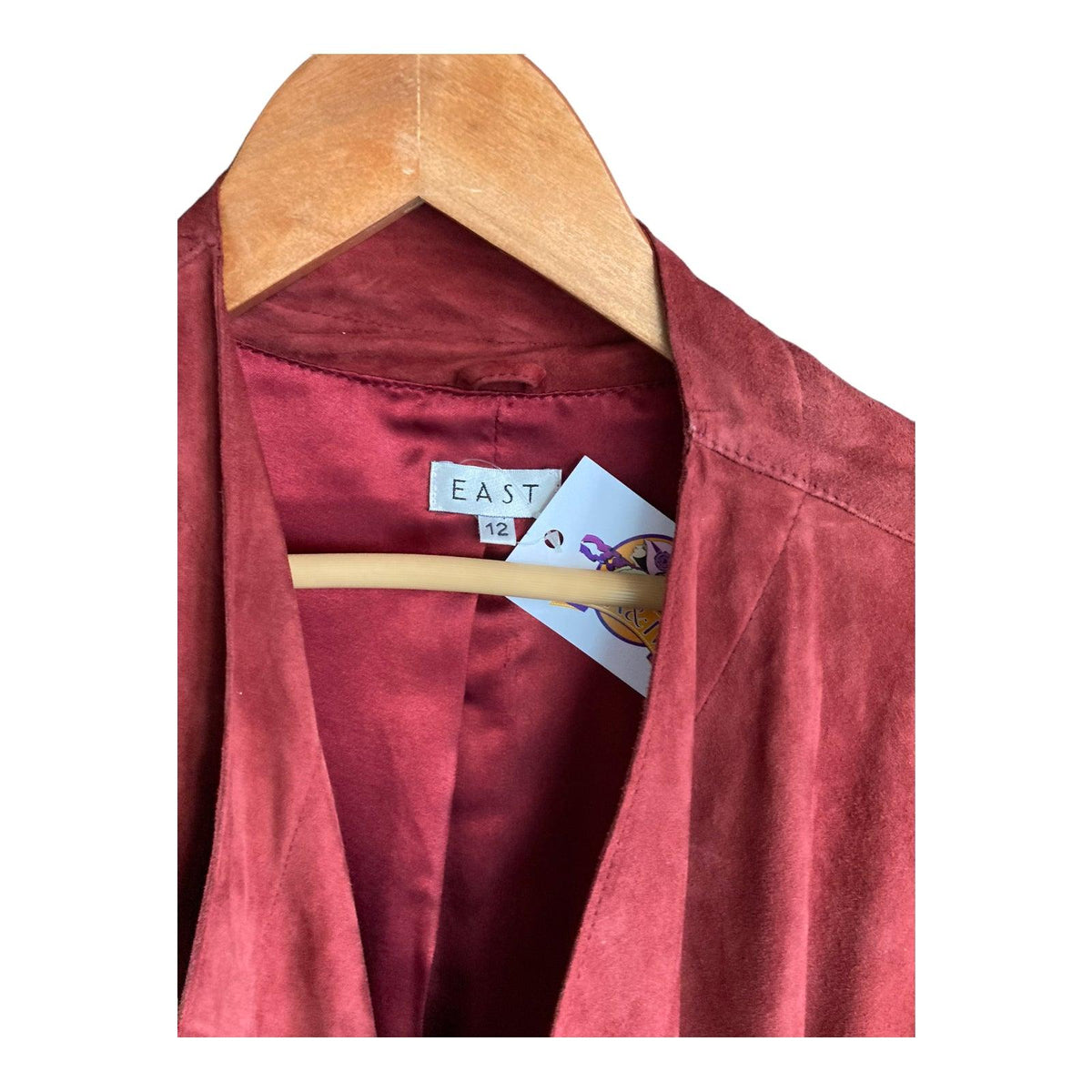 East Suede Burgundy Long Sleeved Coat UK Size 12 - Ava & Iva