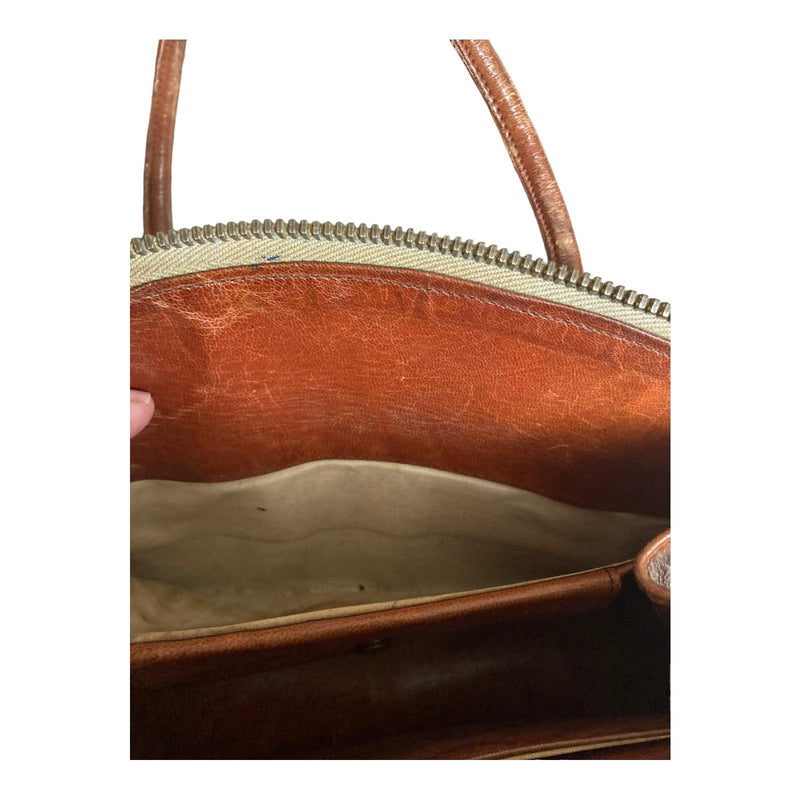 Vintage Leather Snake Skin Brown Tonal Handbag - Ava & Iva