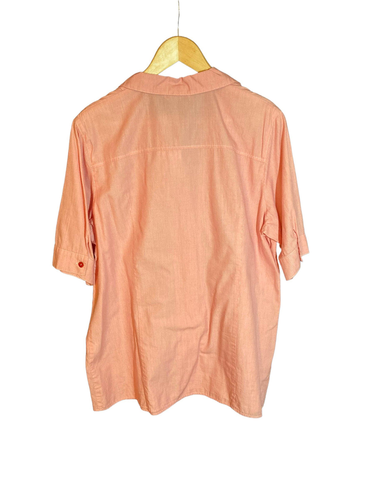 Marina Rinaldi Cotton Red & White striped Short Sleeved Shirt UK Size Large - Ava & Iva