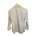 Jaeger Cotton Multi-Coloured Fine Stripped Long Sleeved Fitted Shirt UK Size 12 - Ava & Iva
