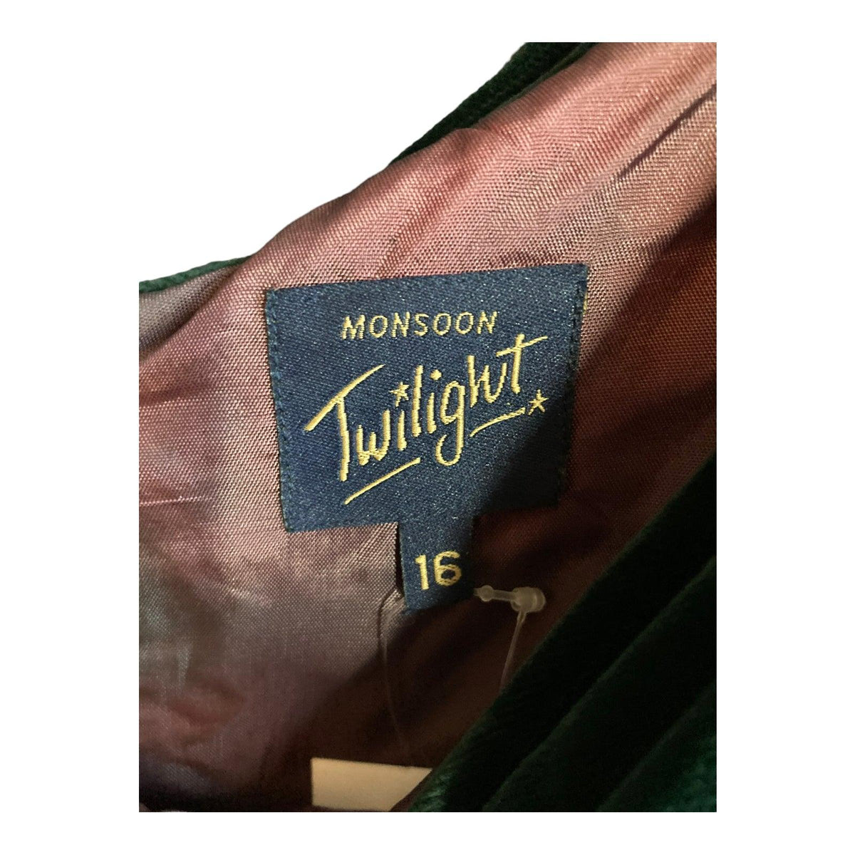 Monsoon Twilight Velvet Dark Green Sleeveless Dress UK Size 16 - Ava & Iva