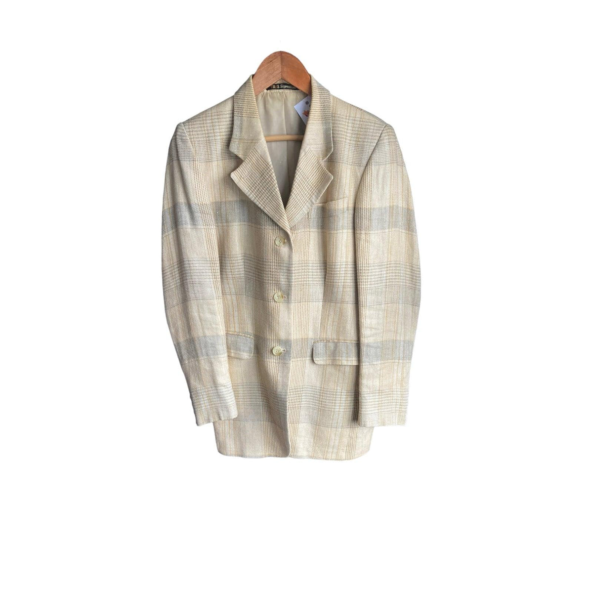 Daks Signature Cream Checked Long Sleeved Jacket UK Size 14 - Ava & Iva