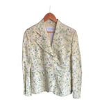 Joseph Jannard Silk & Linen Blend Pale Yellow Floral Long Sleeved Jacket UK Size 12 - Ava & Iva