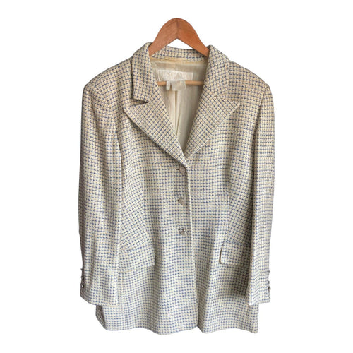 Escada Cashmere Cream & Grey Long Sleeved Jacket UK Size 10 - Ava & Iva