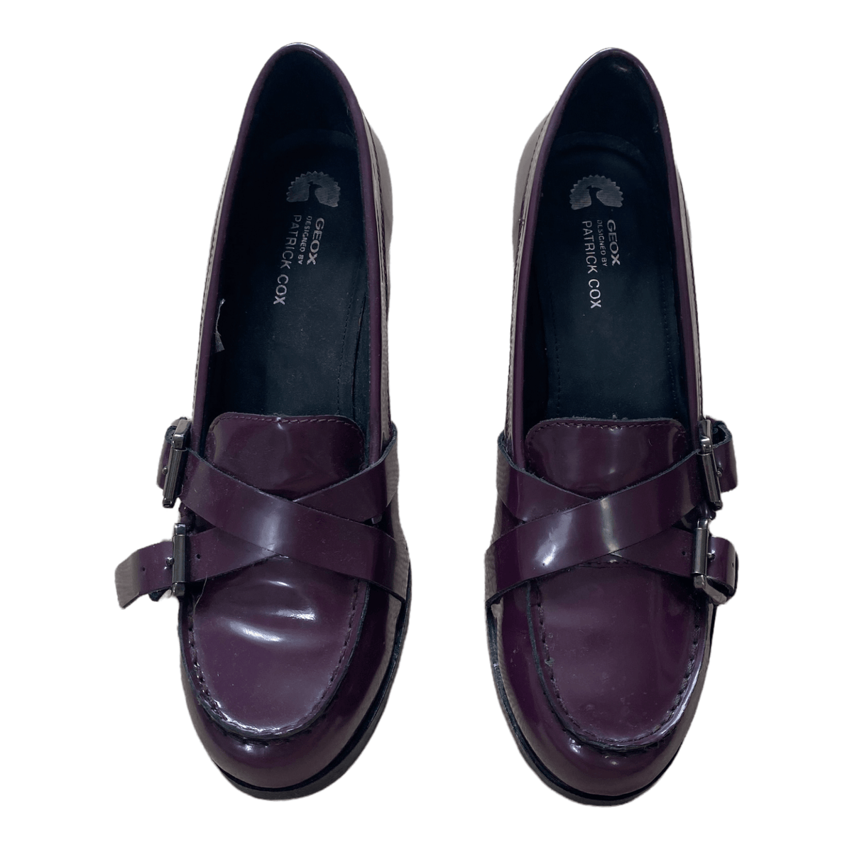 Geox Leather Block Heel Loafers Purple UK 6 EU 39 - Ava & Iva