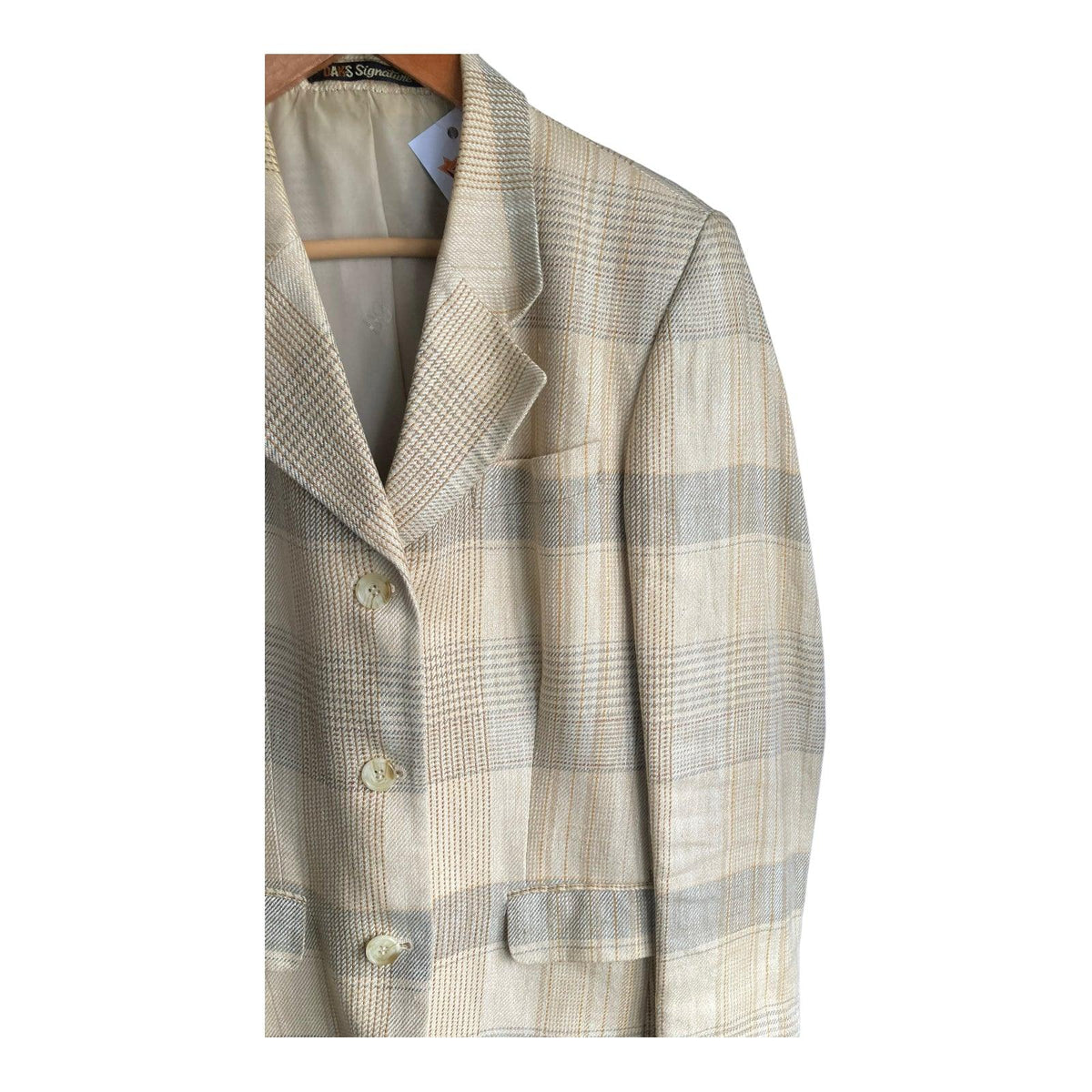 Daks Signature Cream Checked Long Sleeved Jacket UK Size 14 - Ava & Iva