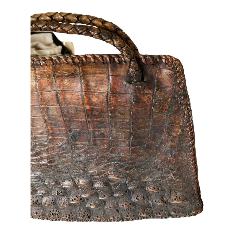 Vintage Genuine Crocodile Fixed Handle Handbag - Ava & Iva