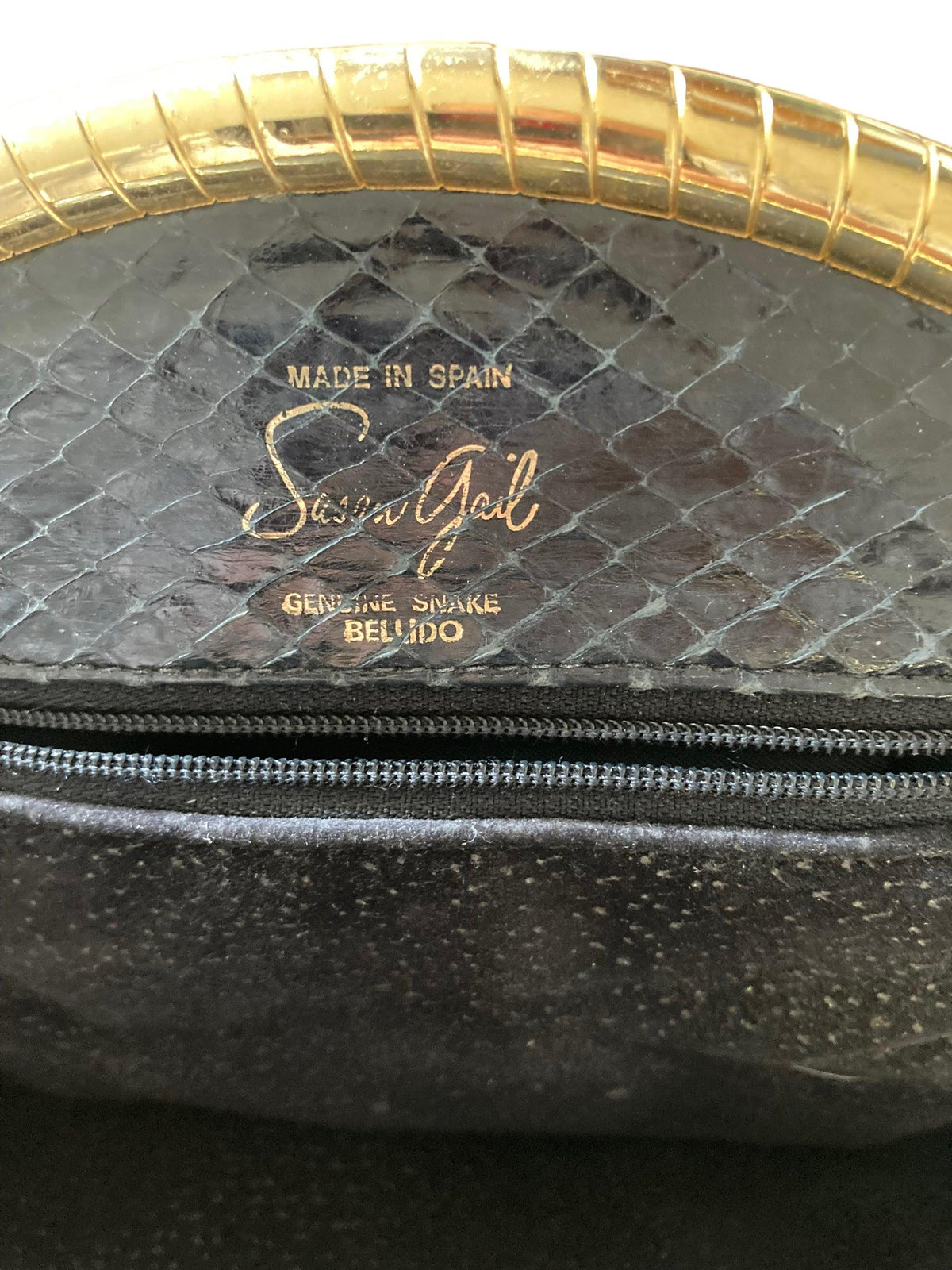 Susan Gail Genuine Snake Black Clutch Bag - Ava & Iva