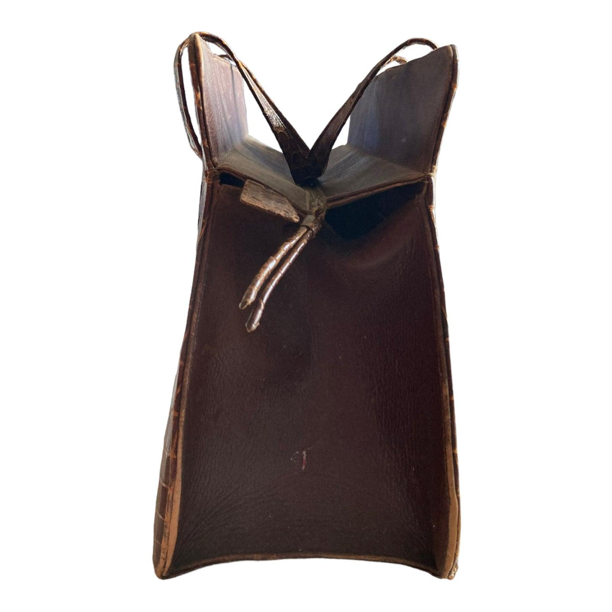 Vintage Genuine Crocodile Brown Large Fixed Handle Bag - Ava & Iva