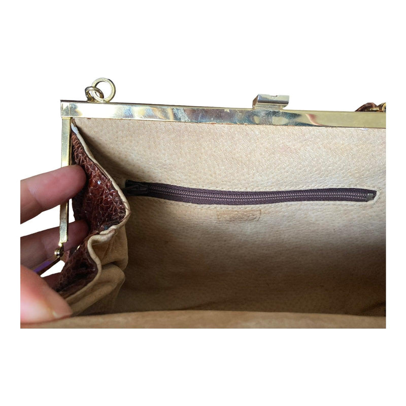 GE Brown Clutch Bag With Removable Shoulder Strap - Ava & Iva