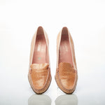 Escada Leather Pale Pink Handsewn Mocassin Heeled Shoe UK Size 7. - Ava & Iva
