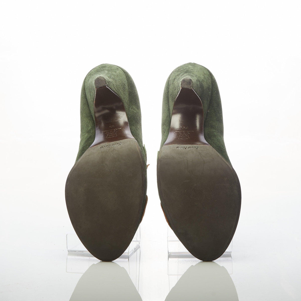 Miu Miu Green Suede Peep Toe Heels IT39 - Ava & Iva