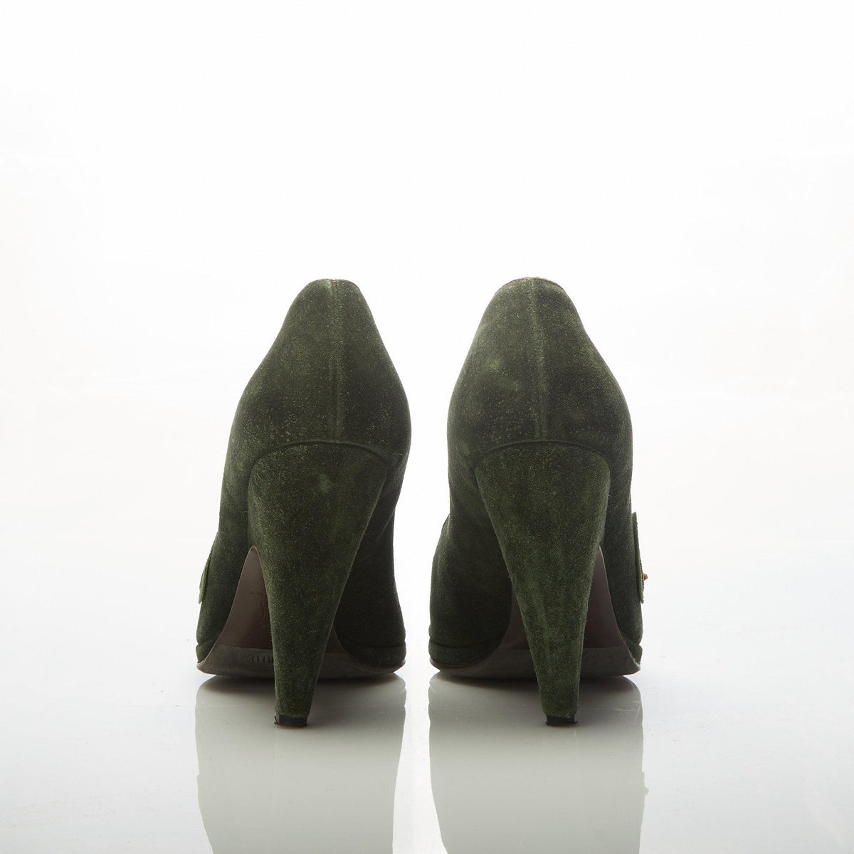 Miu Miu Green Suede Peep Toe Heels IT39 - Ava & Iva