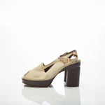 Elliot Suede Taupe Slingback Peeptoe Platform Sandal UK Size 5 - Ava & Iva
