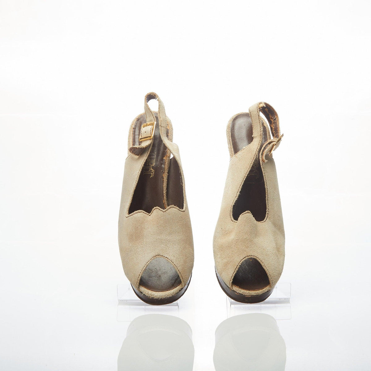 Elliot Suede Taupe Slingback Peeptoe Platform Sandal UK Size 5 - Ava & Iva