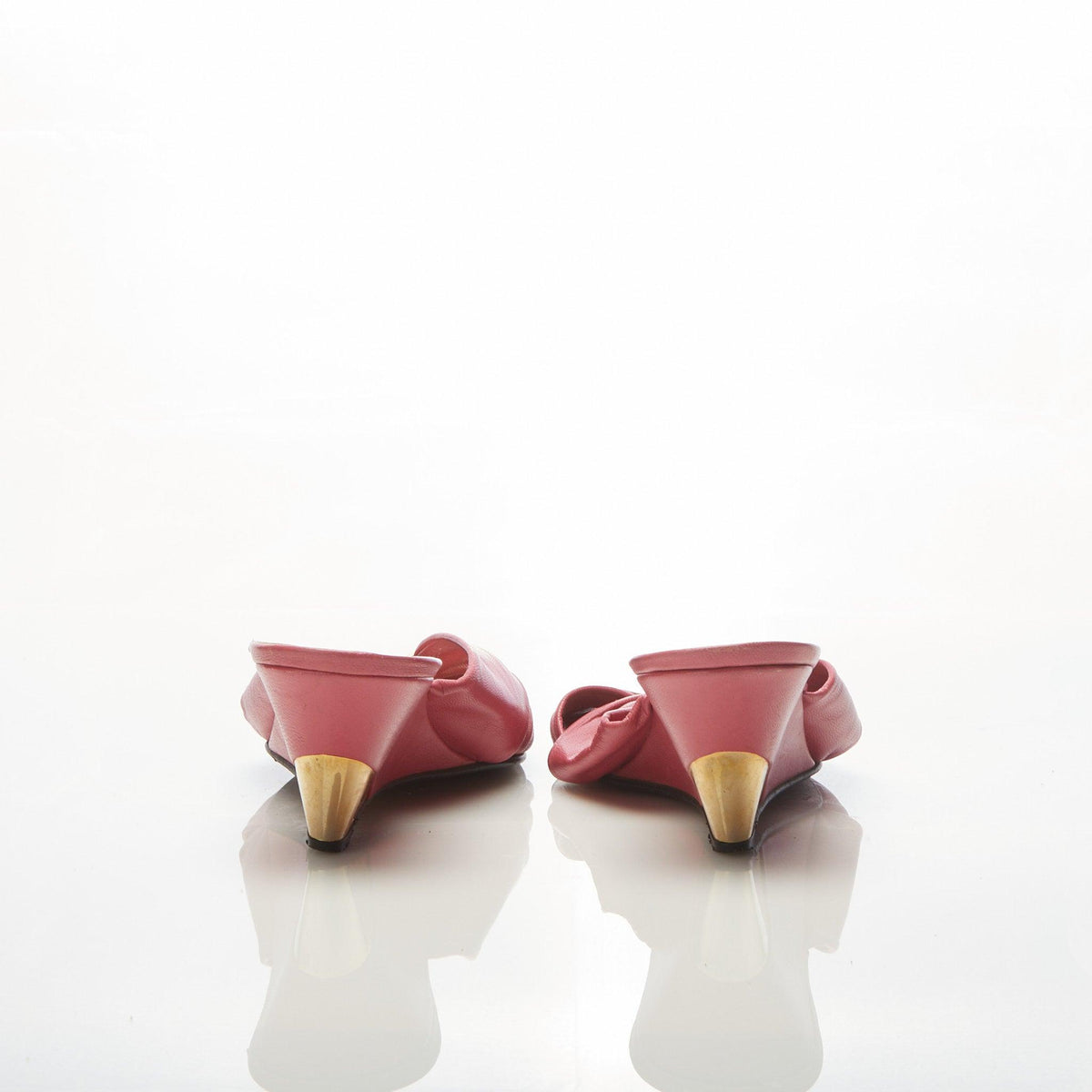 Carvella Leather Pink Wedge Peeptoe Mules UK Size 7. - Ava & Iva