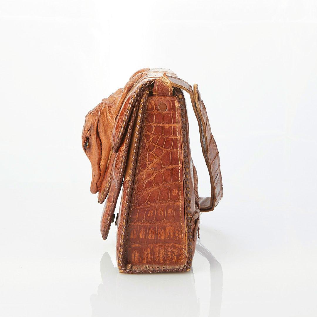 Vintage Genuine Alligator Brown Handbag - Ava & Iva