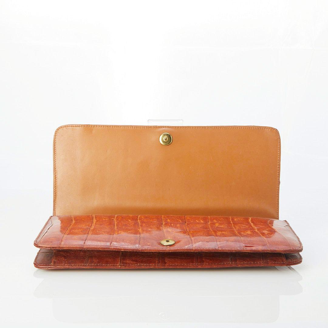 Vintage Leather Tan Clutch Bag - Ava & Iva
