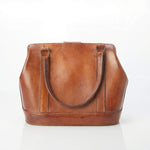 Vintage Leather Tan Fixed Handle Handbag - Ava & Iva