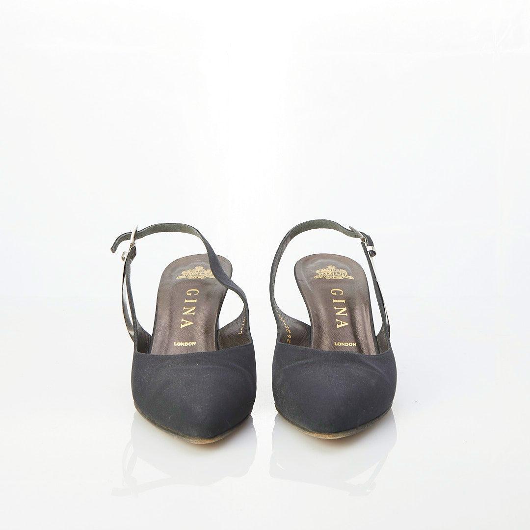 Gina London Leather Black Sling Back Shoe UK Size 7. - Ava & Iva