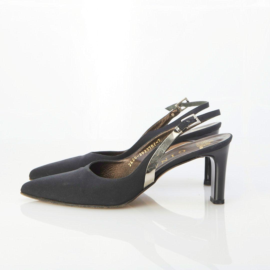 Gina London Leather Black Sling Back Shoe UK Size 7. - Ava & Iva