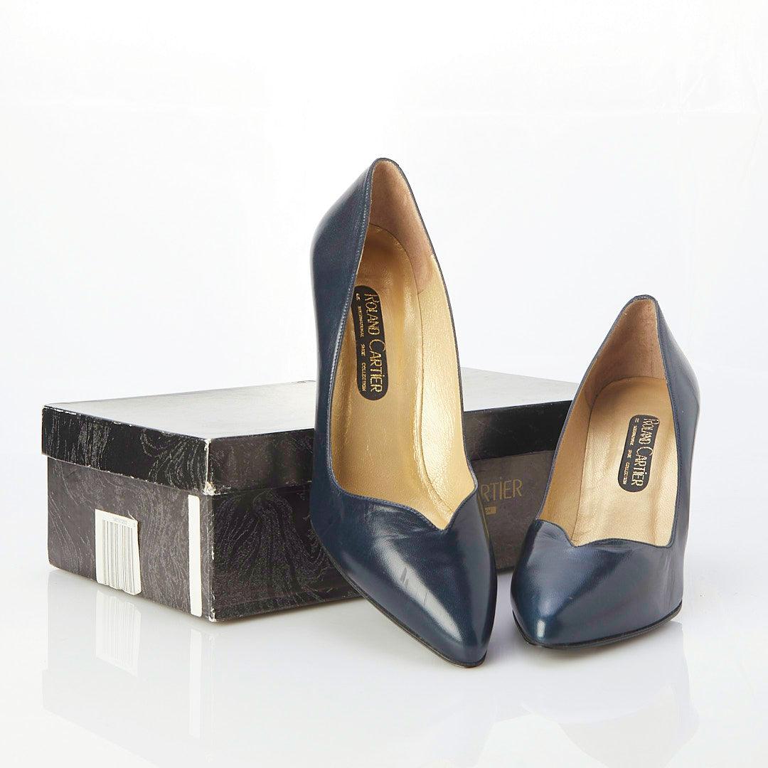 Roland Cartier Leather Navy Court Shoe UK Size 6 - Ava & Iva