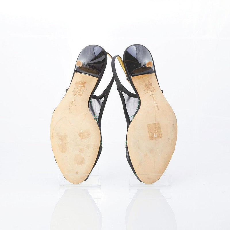 Bea Novelli Mesh Black Peep toe Slingback Shoe UK Size 7 - Ava & Iva