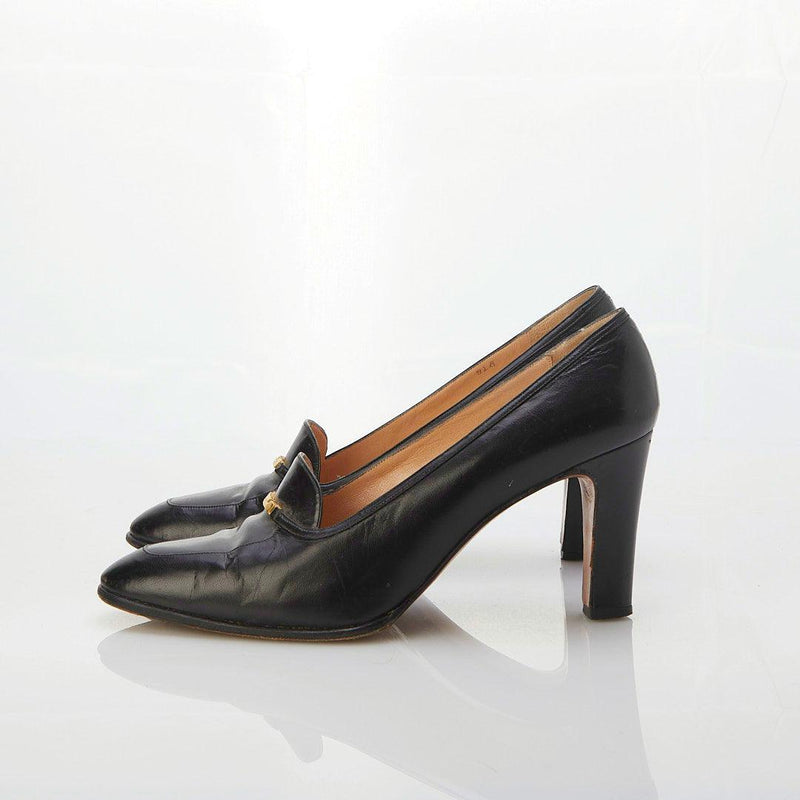 Harrods Leather Black Court Shoe UK Size 8. - Ava & Iva
