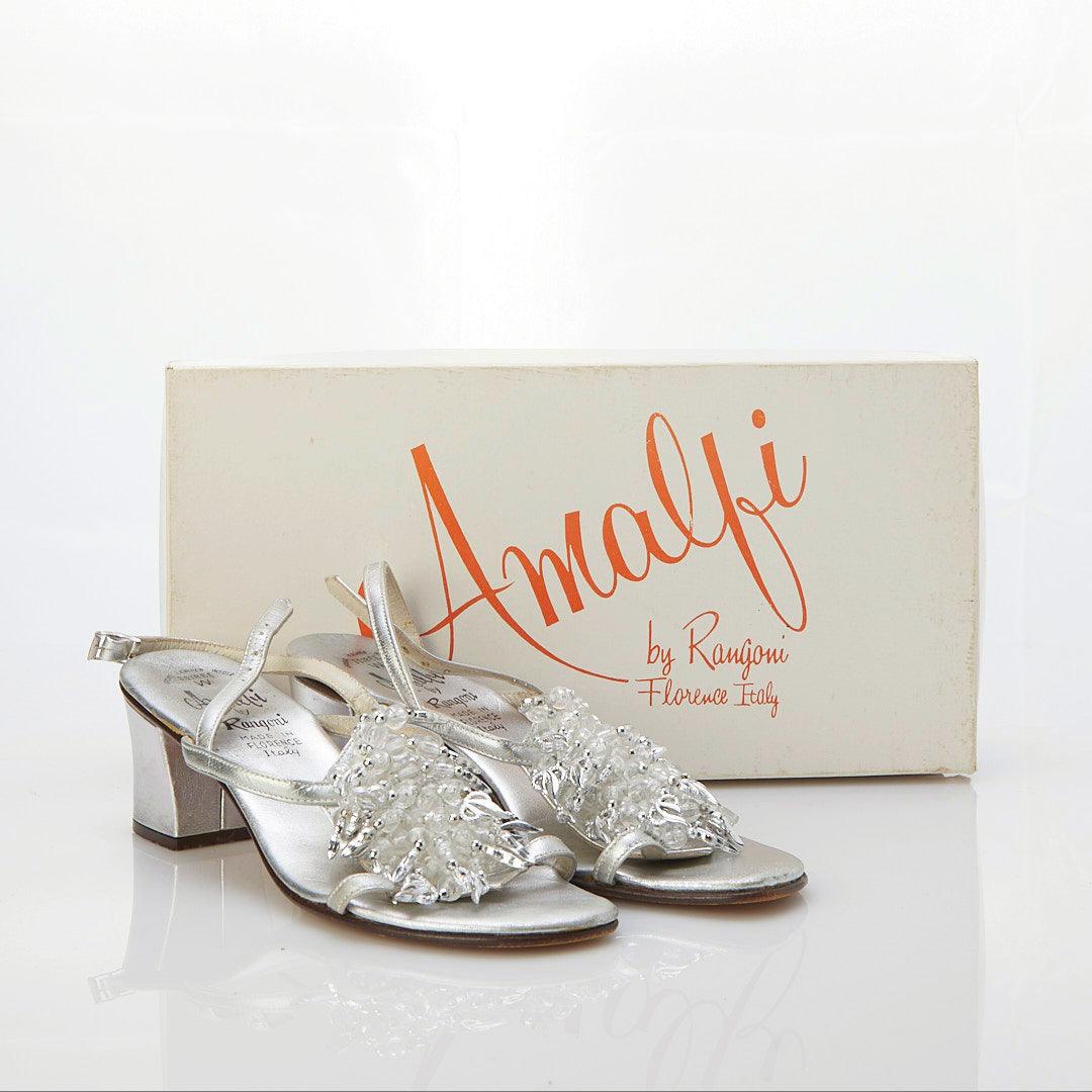 Amalfi Vintage Leather Silver Embellished Sandal UK Size 4 - Ava & Iva