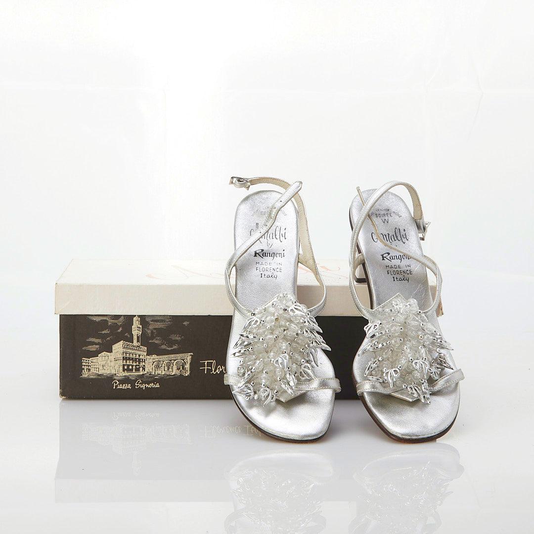 Amalfi Vintage Leather Silver Embellished Sandal UK Size 4 - Ava & Iva