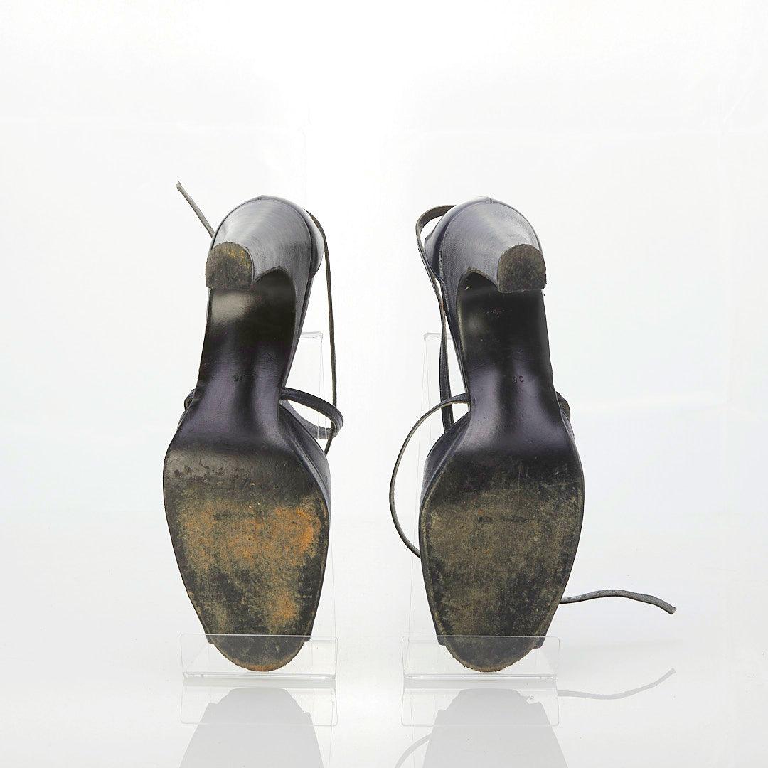 Walter Steiger Vintage Leather Navy Peep toe Strappy Shoe Uk Size 3. - Ava & Iva