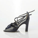 Walter Steiger Vintage Leather Navy Peep toe Strappy Shoe Uk Size 3. - Ava & Iva