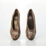 Stuart Weitzman Leather Snake Skin Platform Court Shoes UK Size 5.5. - Ava & Iva
