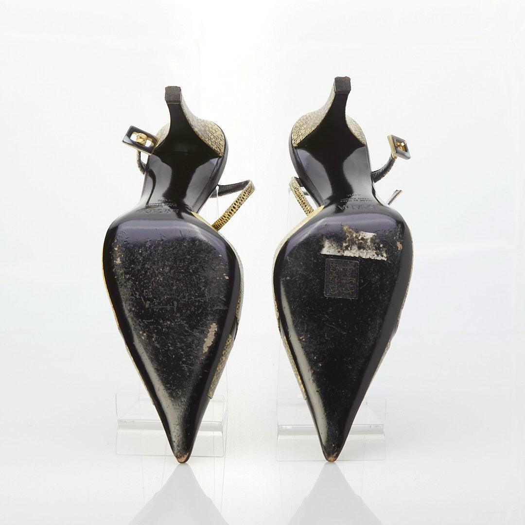 Escada Lizard Skin Cream & Black Shoe UK Size 7.5 - Ava & Iva