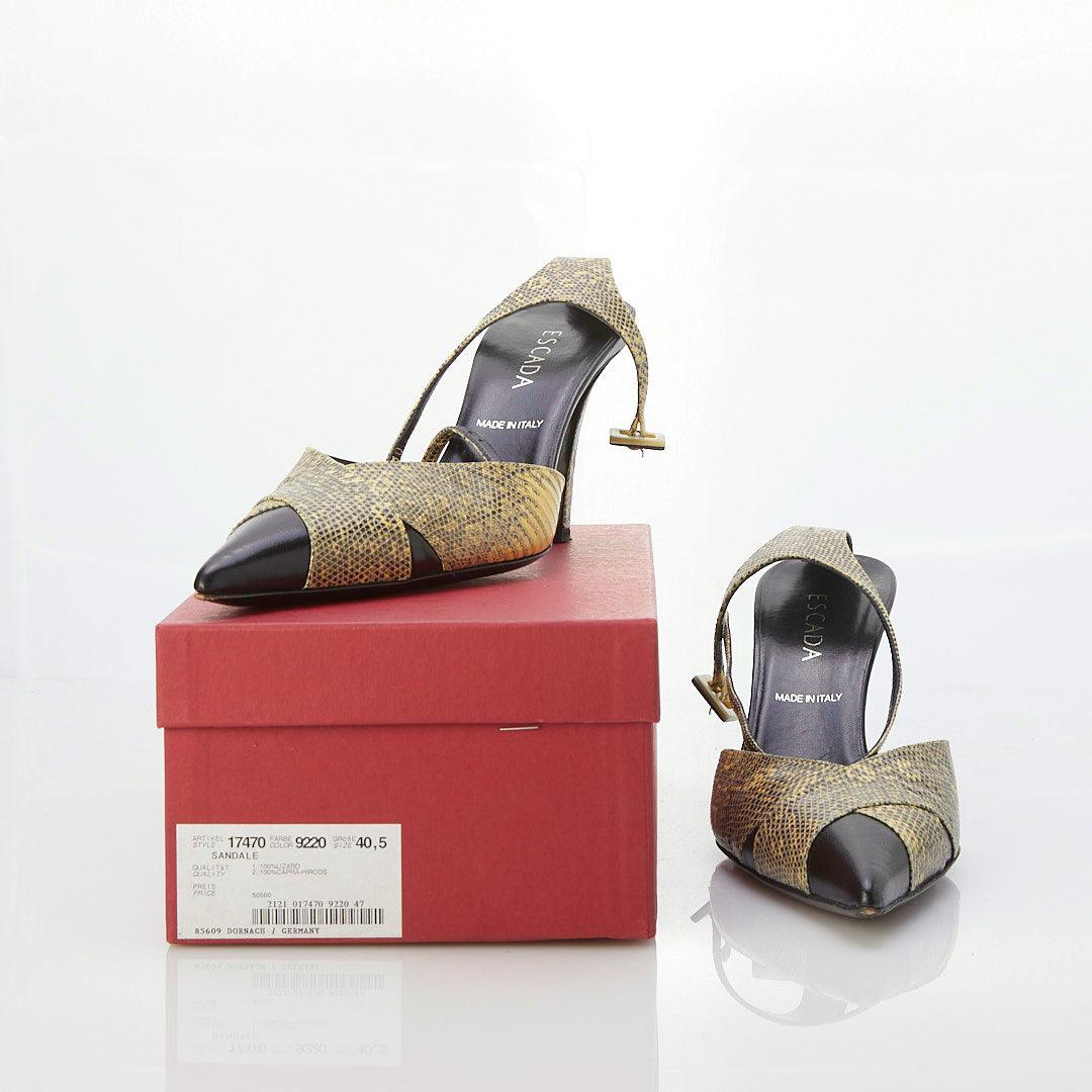 Escada Lizard Skin Cream & Black Shoe UK Size 7.5 - Ava & Iva