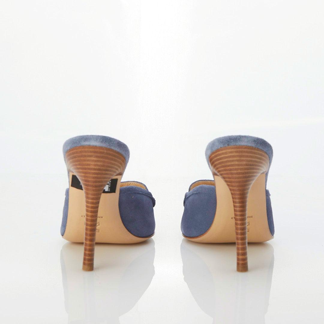 Versus Versace Suede Airforce Blue Heeled Mule UK Size 7 - Ava & Iva