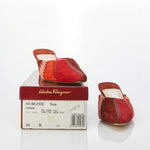 Salvatore Ferragamo "Sublime" Suede Red Multi-Coloured Mule UK Size 7.5 Unworn - Ava & Iva