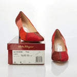 Salvatore Ferragamo "Summer" Suede Red / TangerineMulti Court Shoe Size 7.5 - Ava & Iva