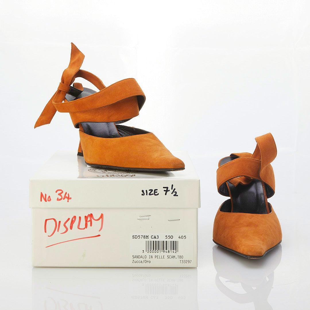 Gianni Versace Suede Leather Rust Shoe UK Size 7.5 - Ava & Iva