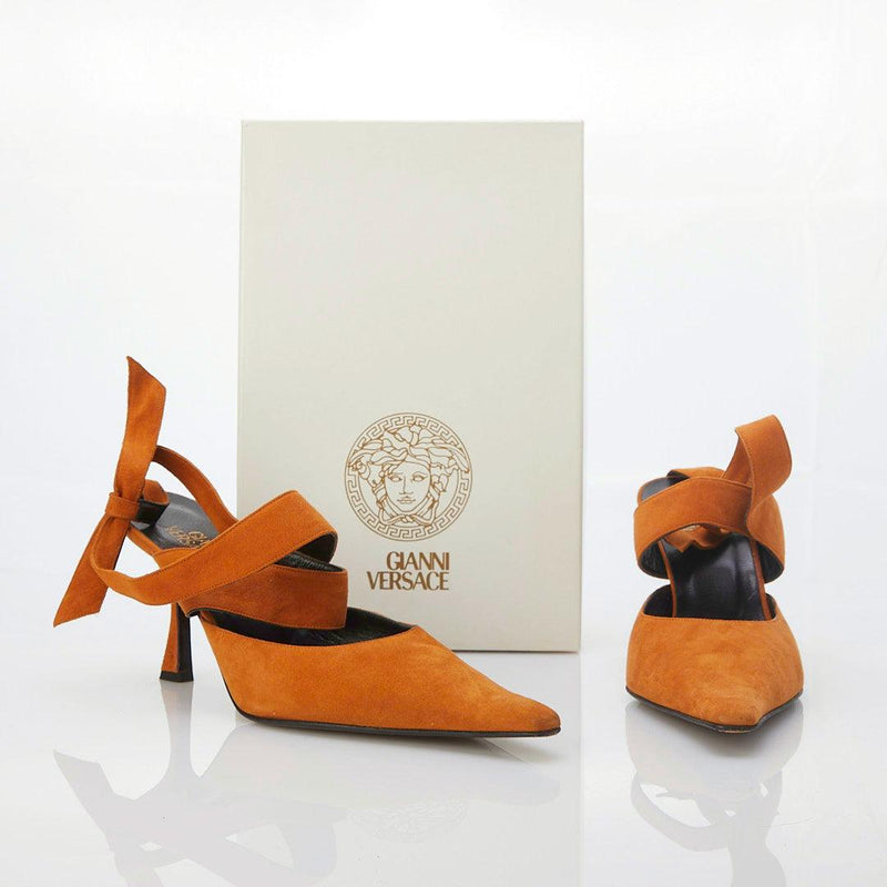Gianni Versace Suede Leather Rust Shoe UK Size 7.5 - Ava & Iva