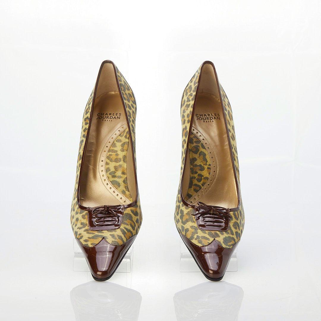 Charles Jourdan Paris Leather Leopard Skin Court Shoe UK Size 9.5. - Ava & Iva