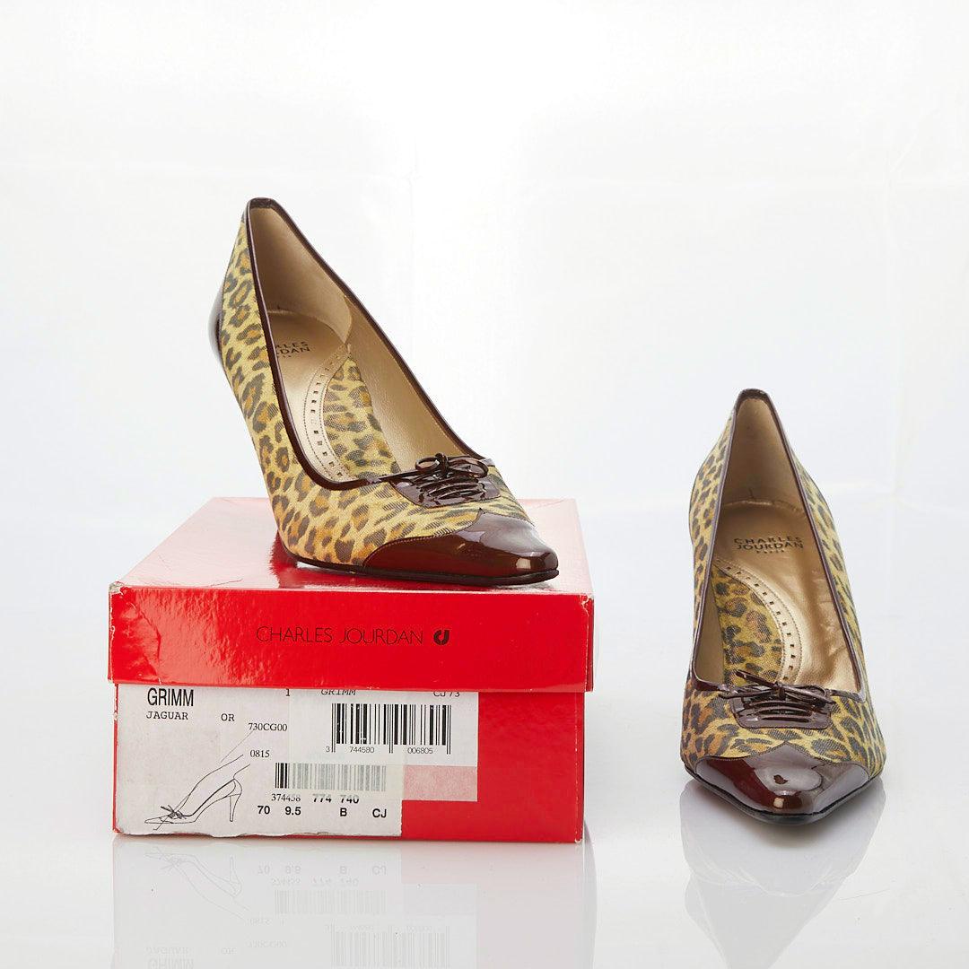Charles Jourdan Paris Leather Leopard Skin Court Shoe UK Size 9.5. - Ava & Iva