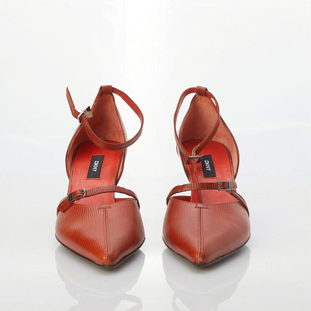 DKNY Leather Burnt Orange Shoe with Ankle Strap US10 /UK7 - Ava & Iva