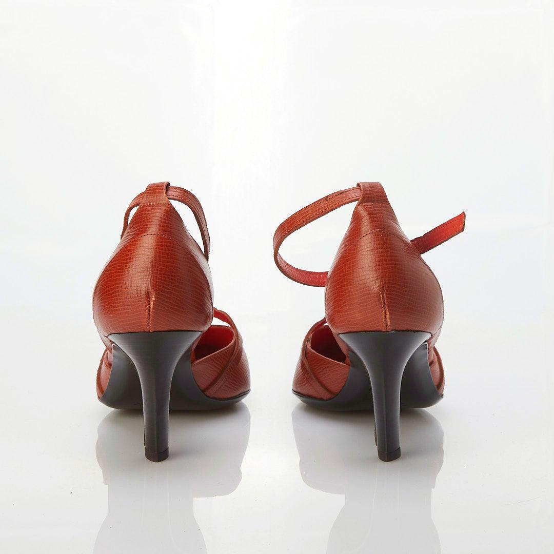 DKNY Leather Burnt Orange Shoe with Ankle Strap US10 /UK7 - Ava & Iva