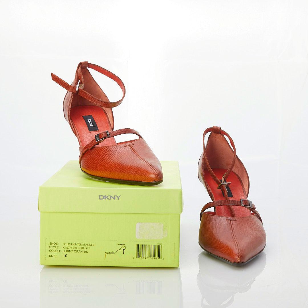 DKNY Leather Burnt Orange Shoe with Ankle Strap US10 /UK7 - Ava & Iva