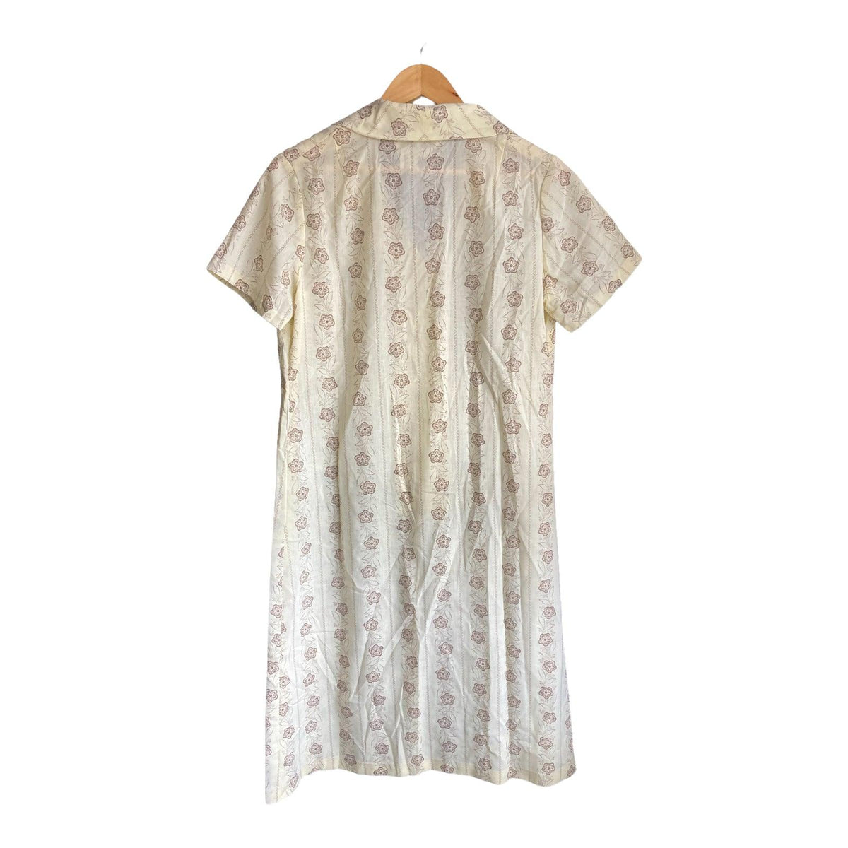 Horrockses Cream And Brown Patterned Short Sleeved Dress UK Size 18 - Ava & Iva